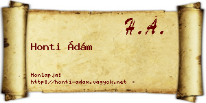 Honti Ádám névjegykártya